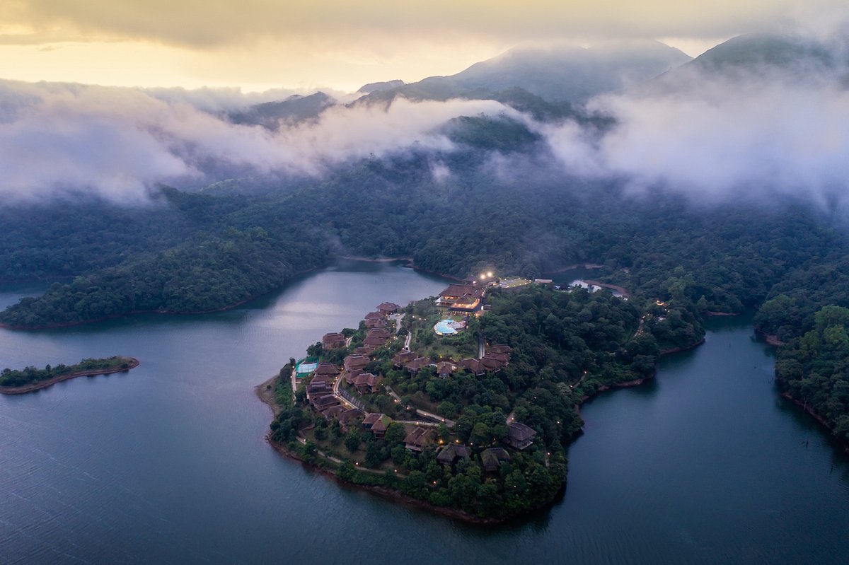 sky view of mountain shadows, a luxury resort in south india